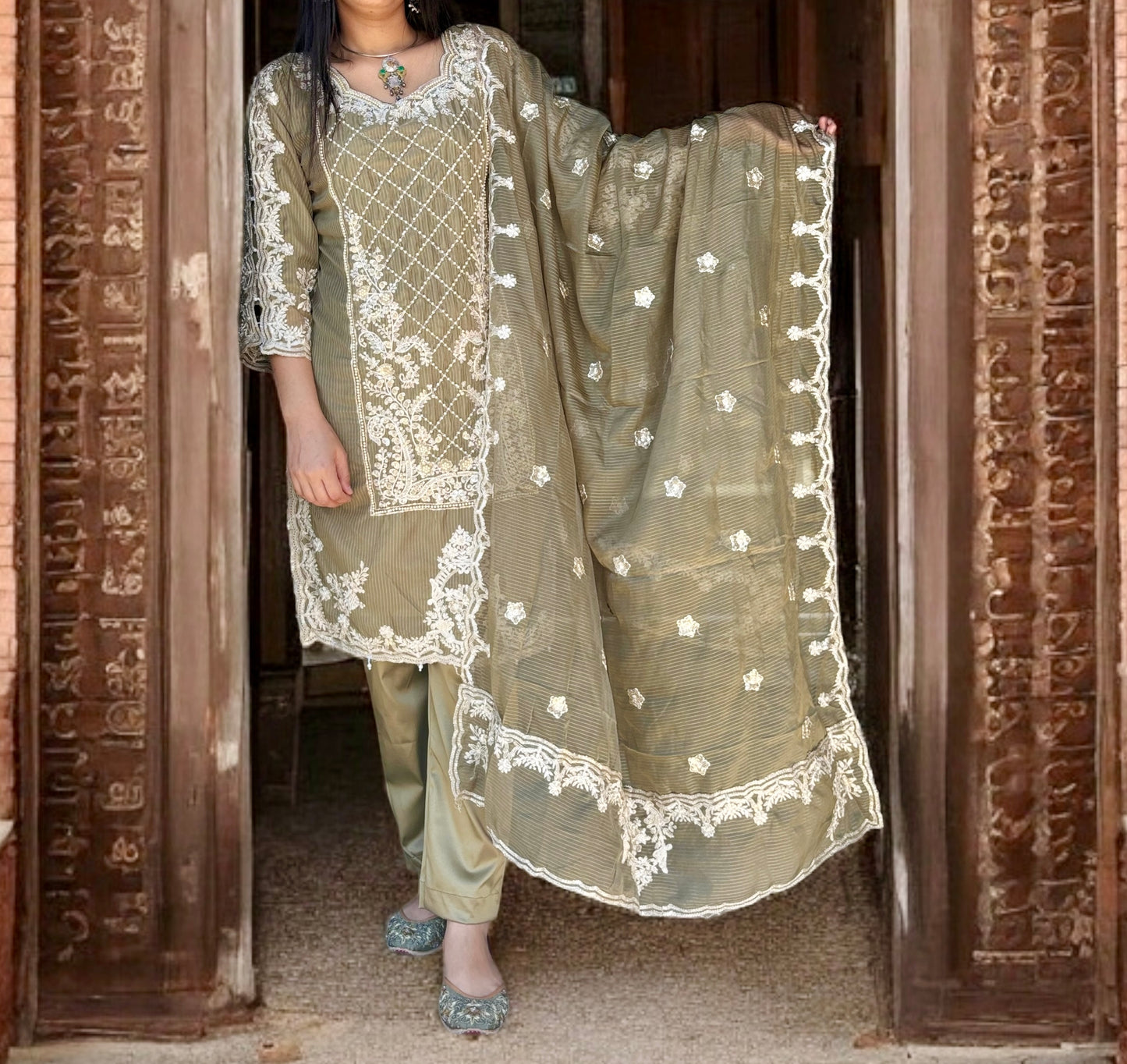 Pakistani designer embroidery suit