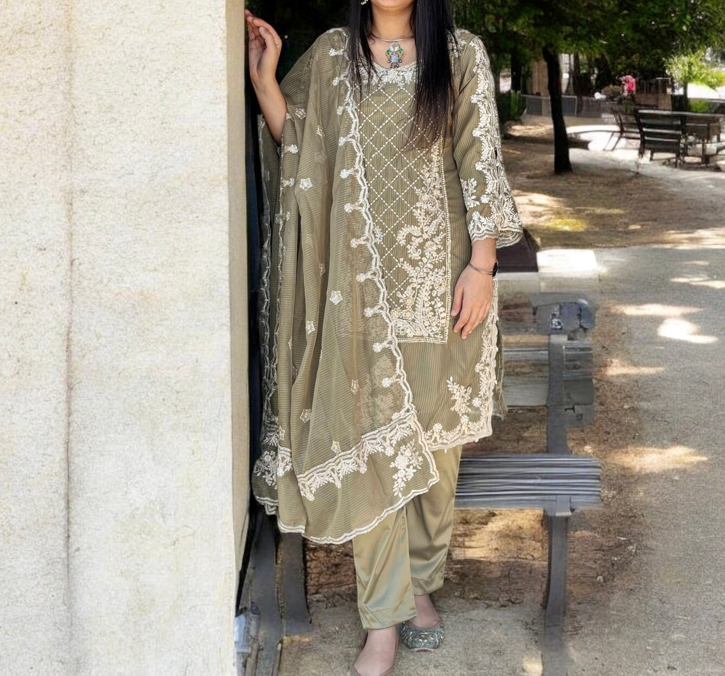 Pakistani designer embroidery suit