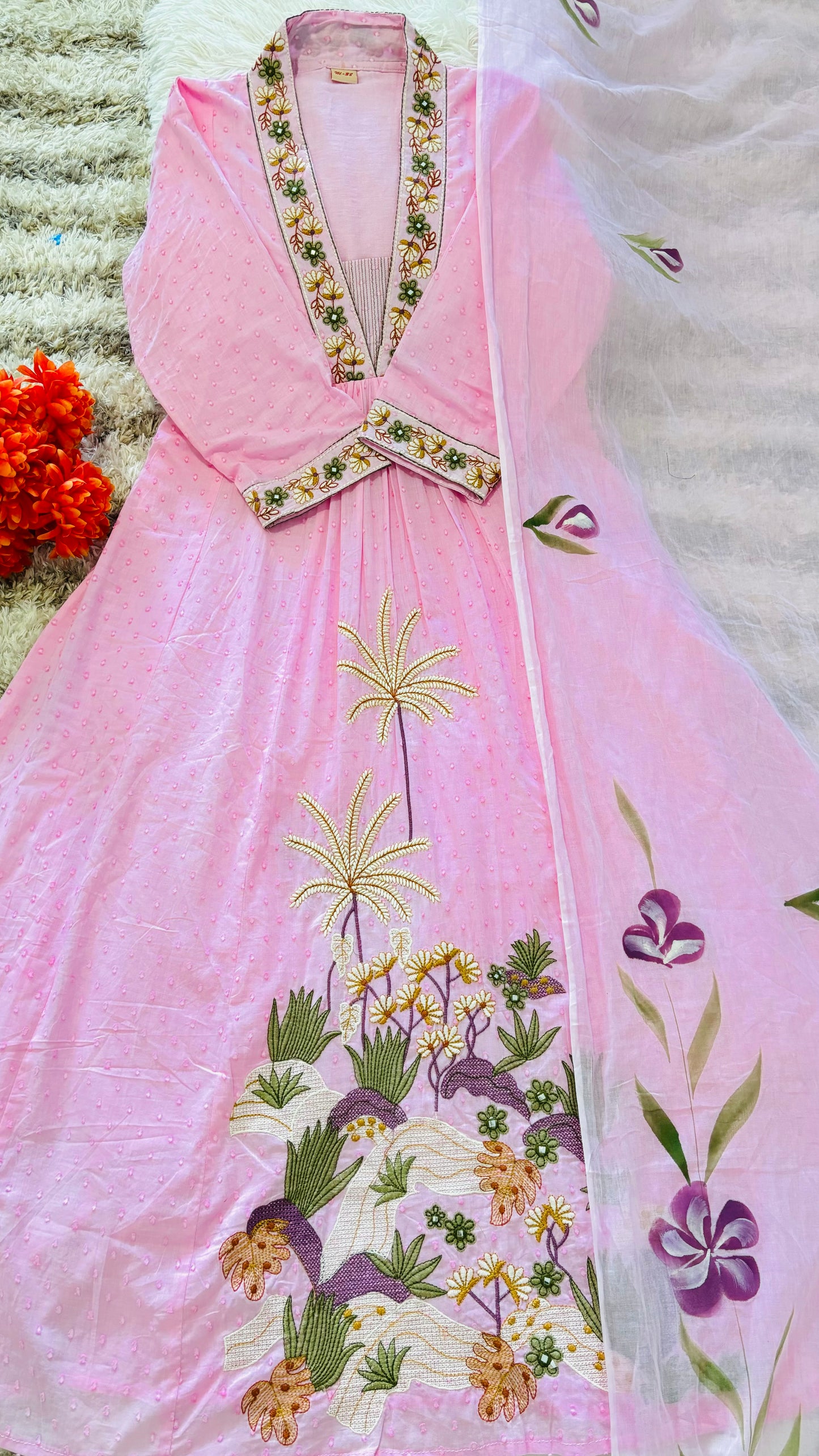 Anarkali baby pink suit