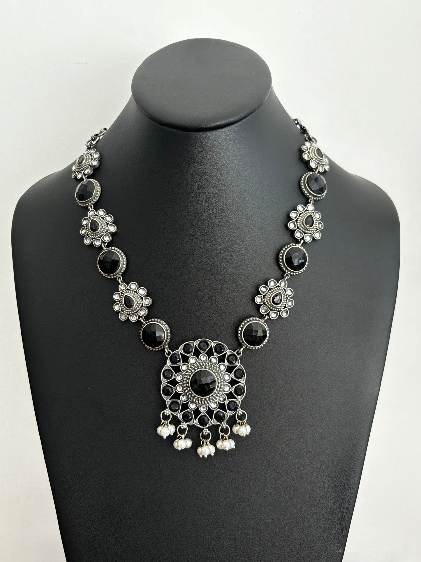 Oxidised stone Necklace with Earrings