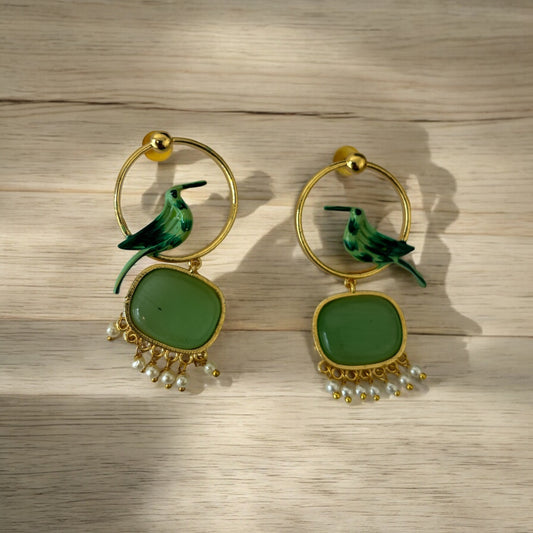 Golden stone earrings