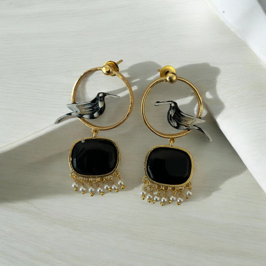 Golden stone earrings