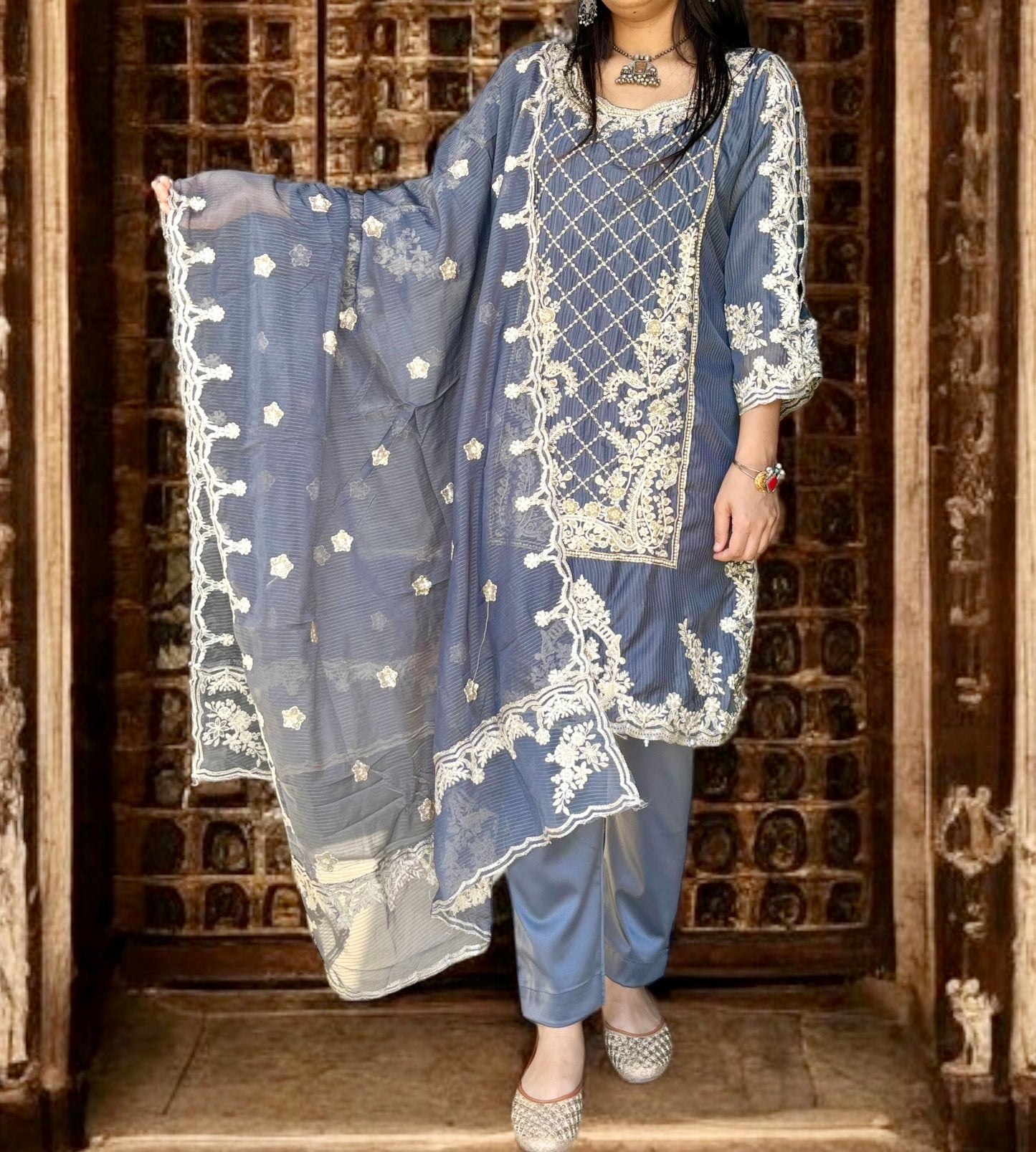 Pakistani designer embroidery suit