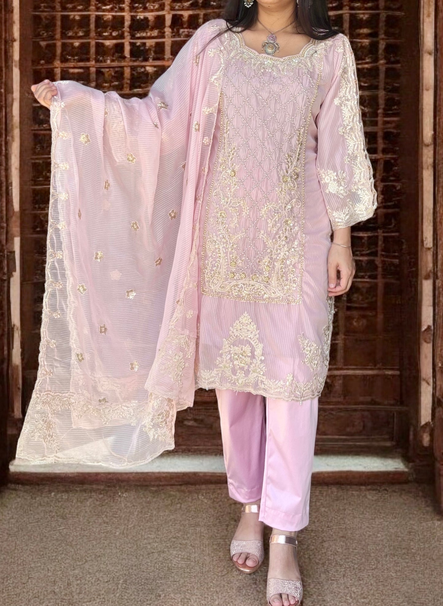 Pakistani designer embroidery suit