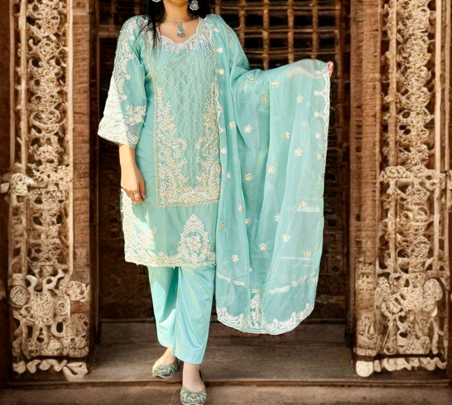 Pakistani designer embroidery suit