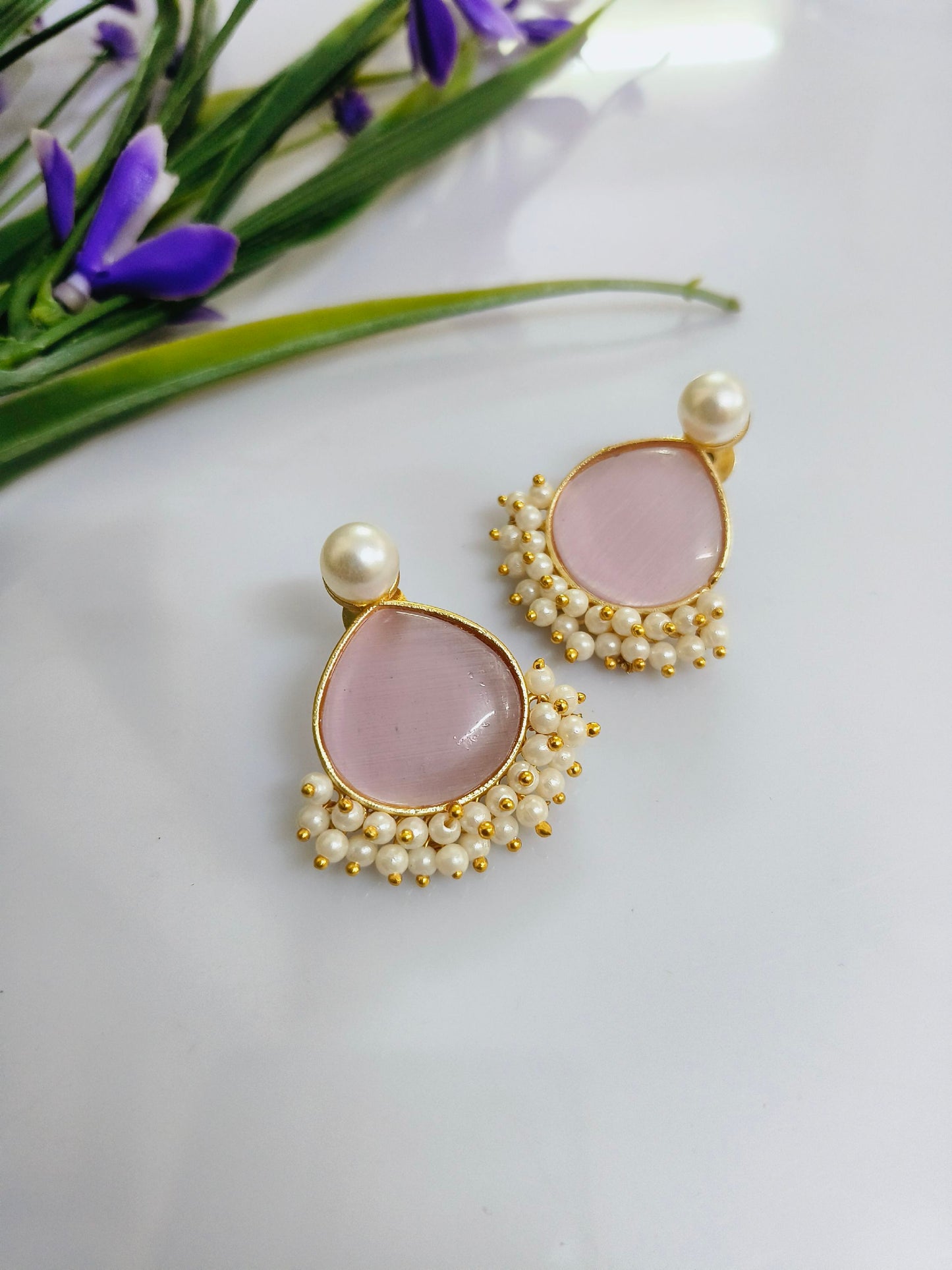 Gold-plated beads earrings