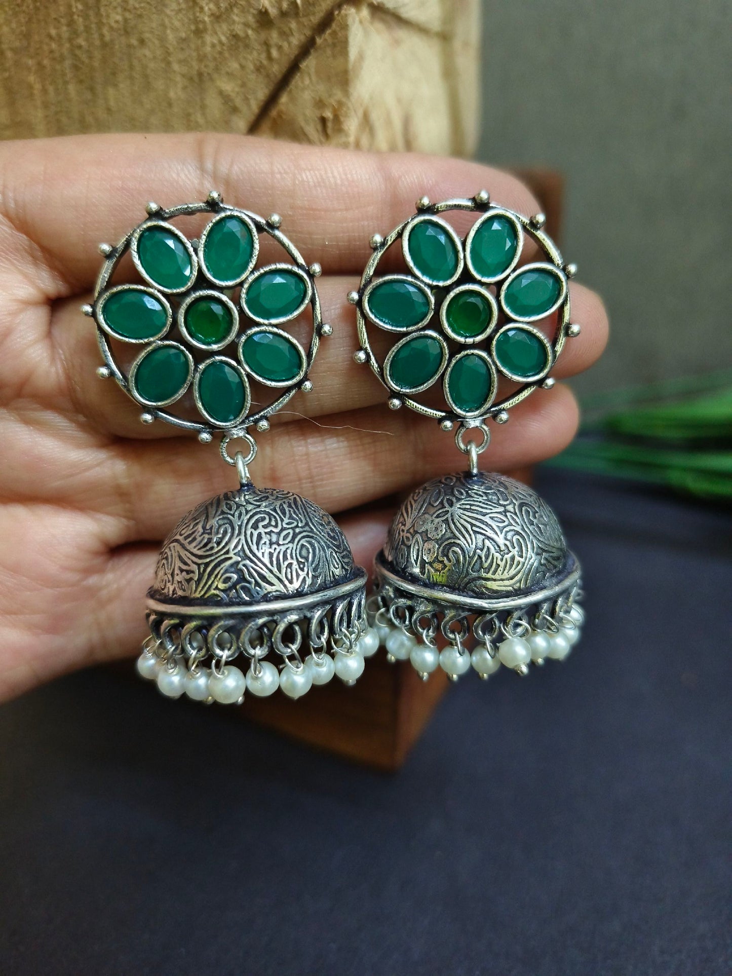 Oxidized jhumkas