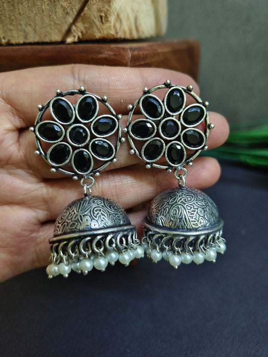 Oxidized jhumkas