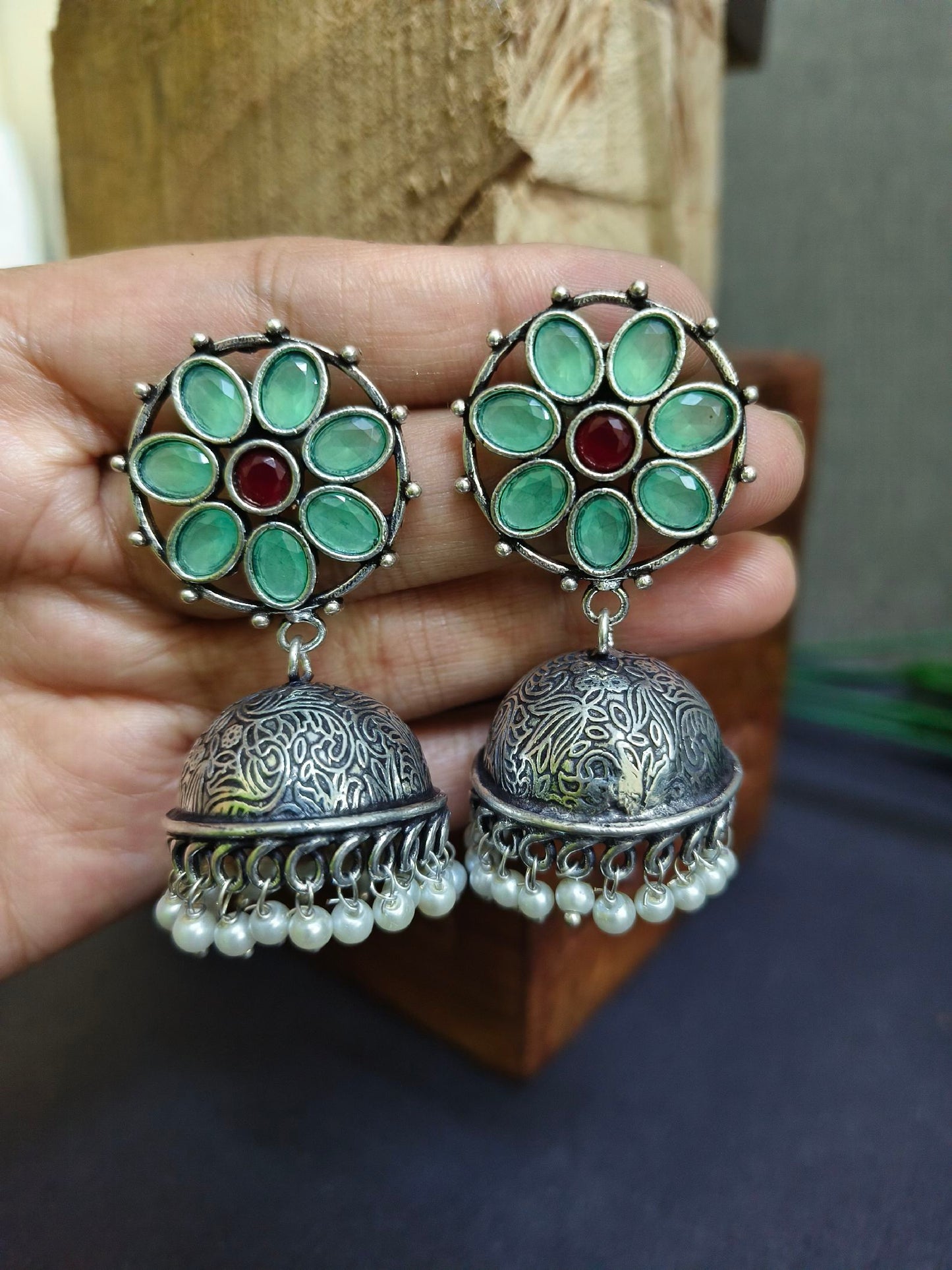 Oxidized jhumkas