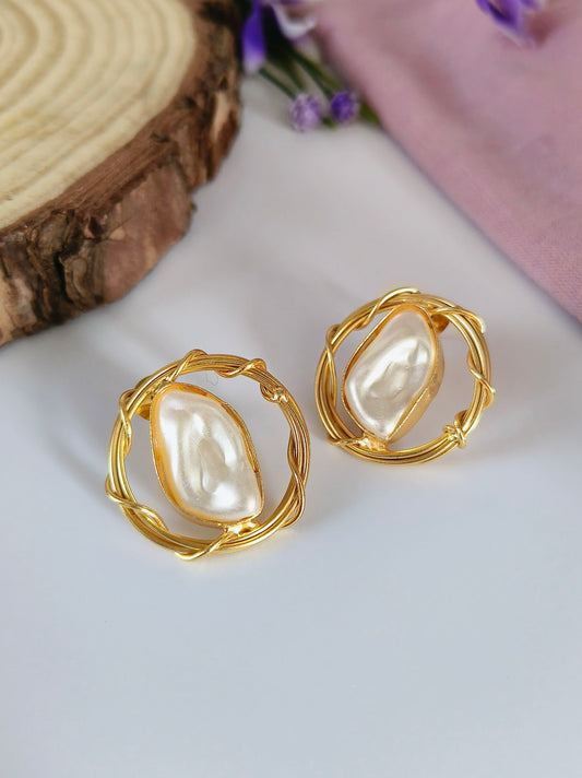 Gold plated stone earrings