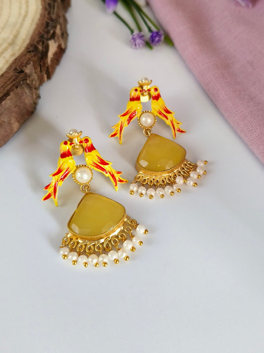 Gold plated stone earrings