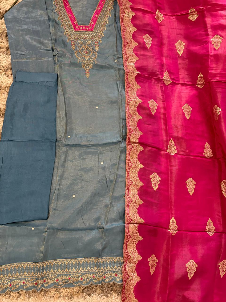 Shimmer silk with banarasi duppata