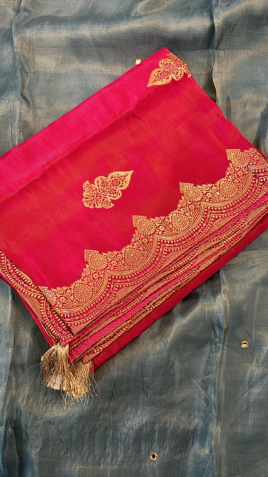 Shimmer silk with banarasi duppata